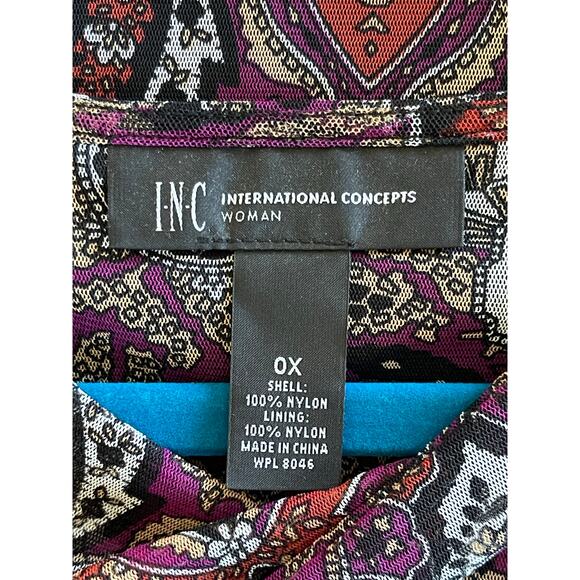 INC International Concepts Mesh Top Cut-Out long Sleeve Nylon  Size OX - Picture 2 of 8